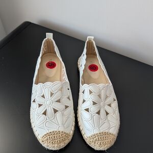 White Floral Espadrille Flats